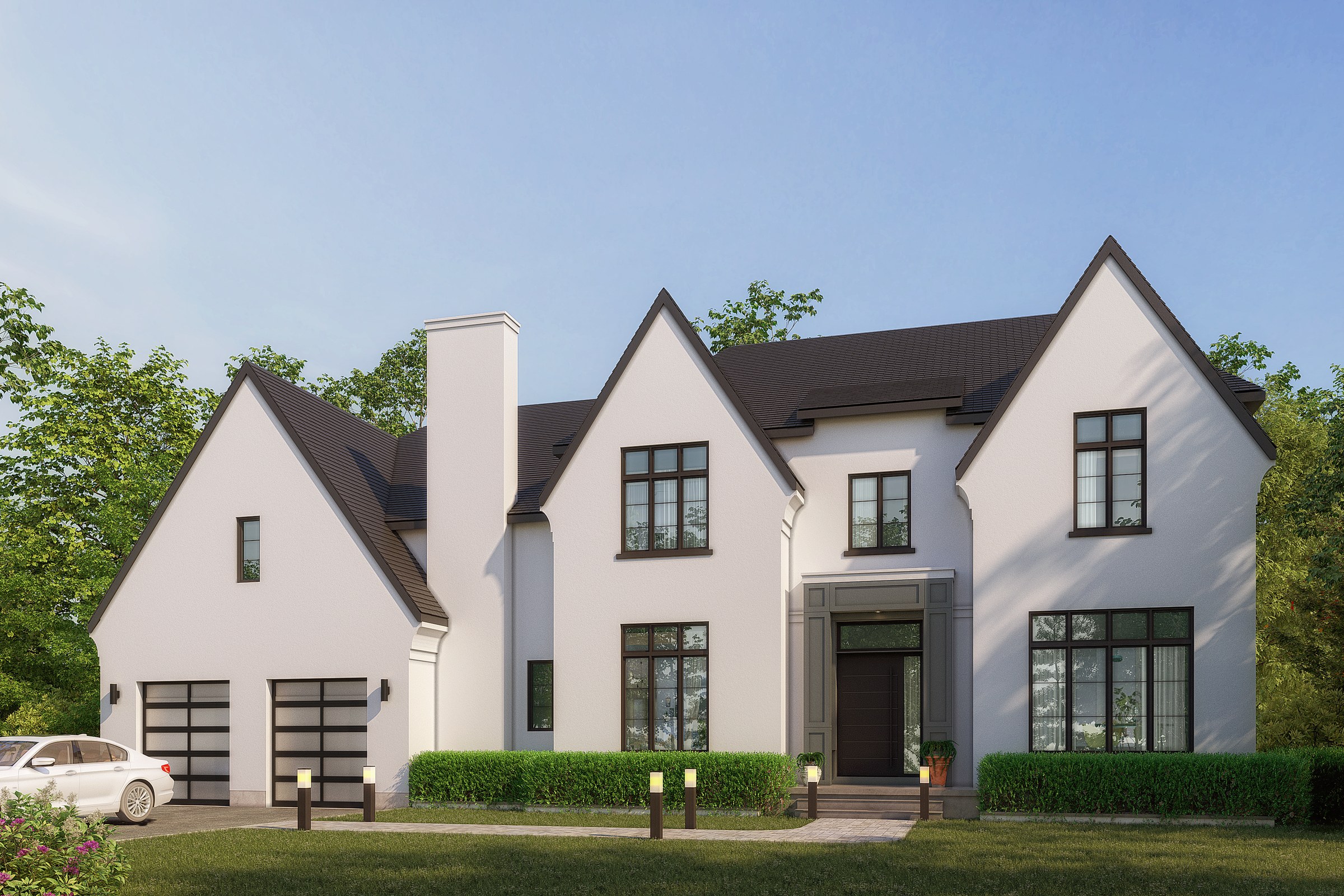 Project 49 White Stucco Transitional