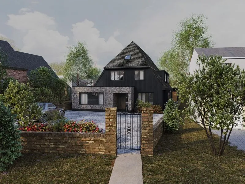 Project 52 Dark Contemporary Home — residential 3D rendering