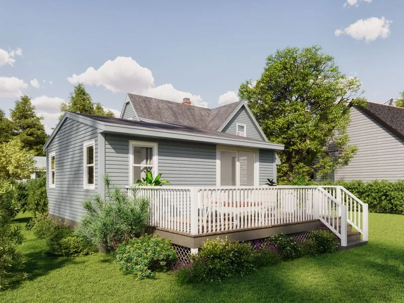 Project 53 Small Grey Bungalow — residential 3D rendering