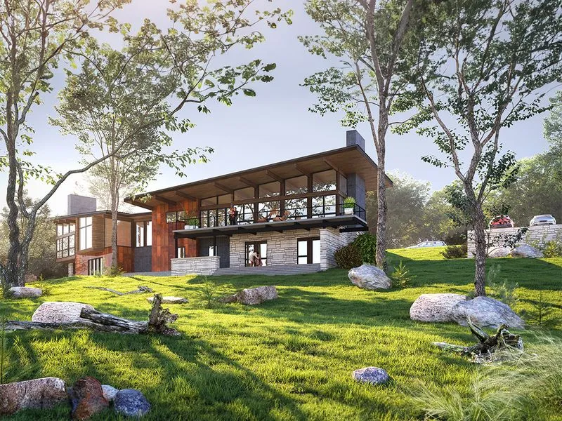 Project 65 Hillside Modern Retreat — residential 3D rendering