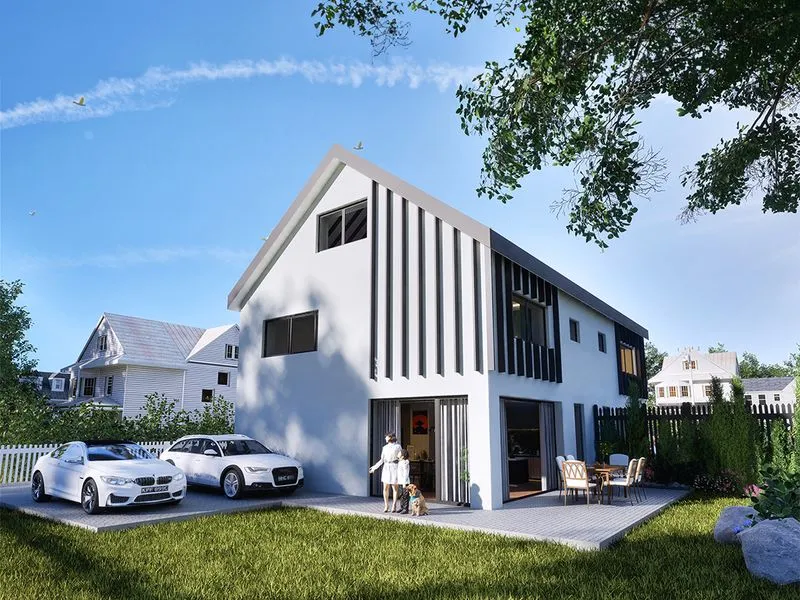 Project 67 Modern White Gable — residential 3D rendering