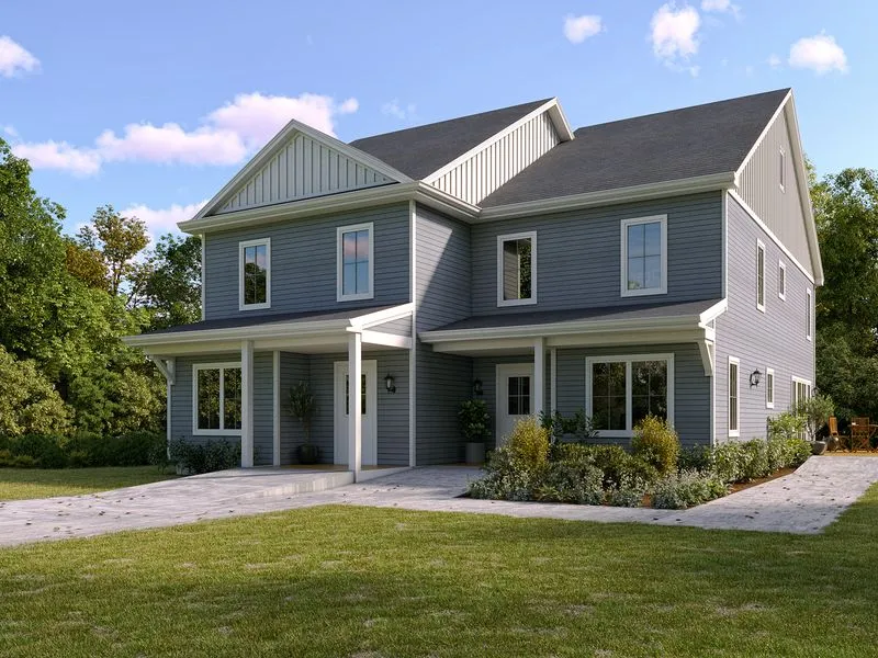 Project 83 Blue Farmhouse — residential 3D rendering