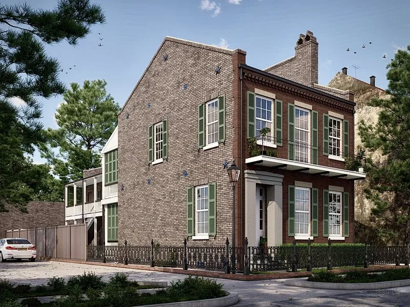 Project 91 Colonial Brick Townhouse — residential 3D rendering