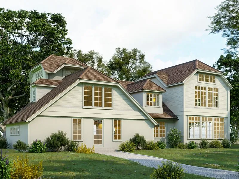 Shingle Style Estate — residential 3D rendering