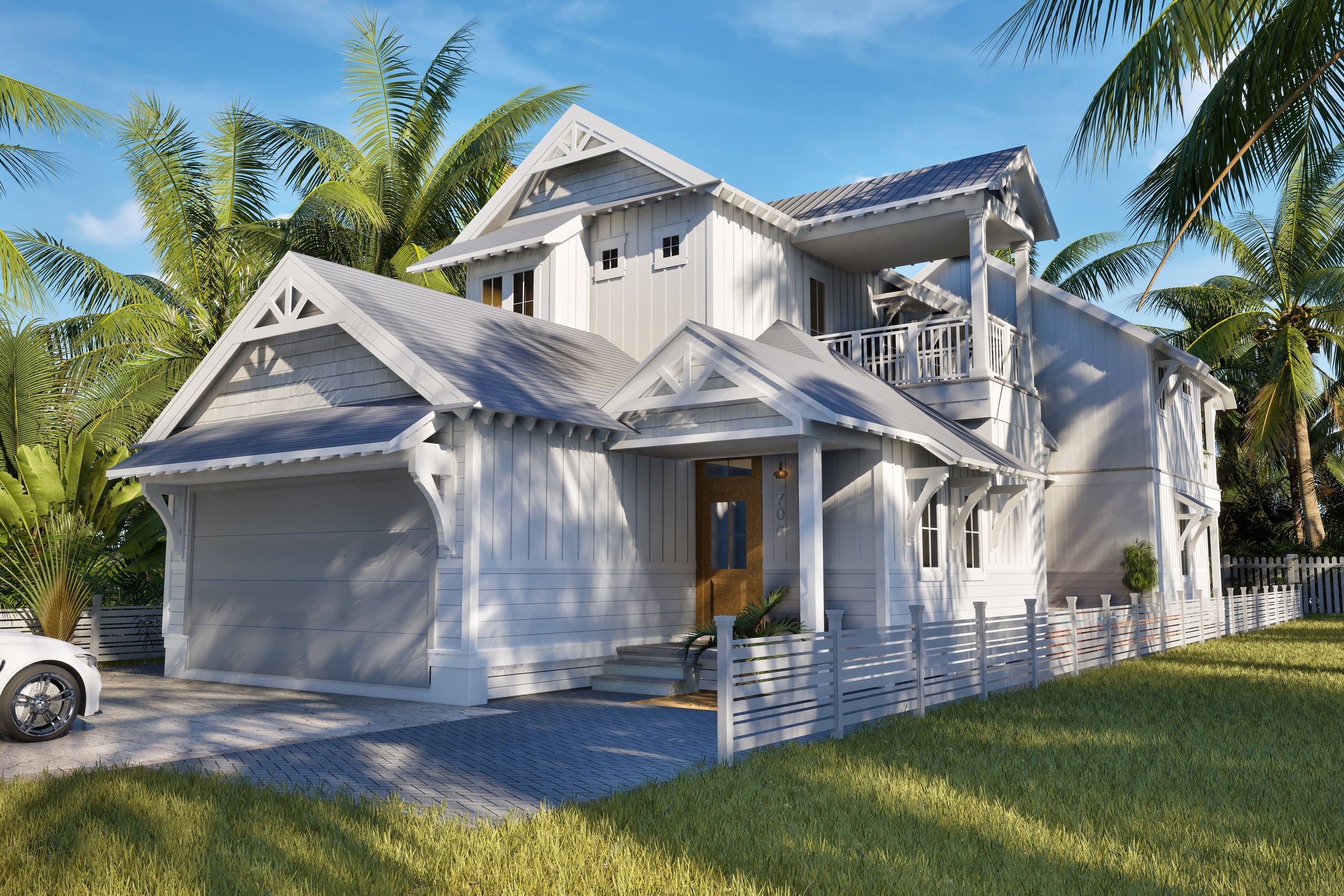 White Coastal Modern Palm Trees