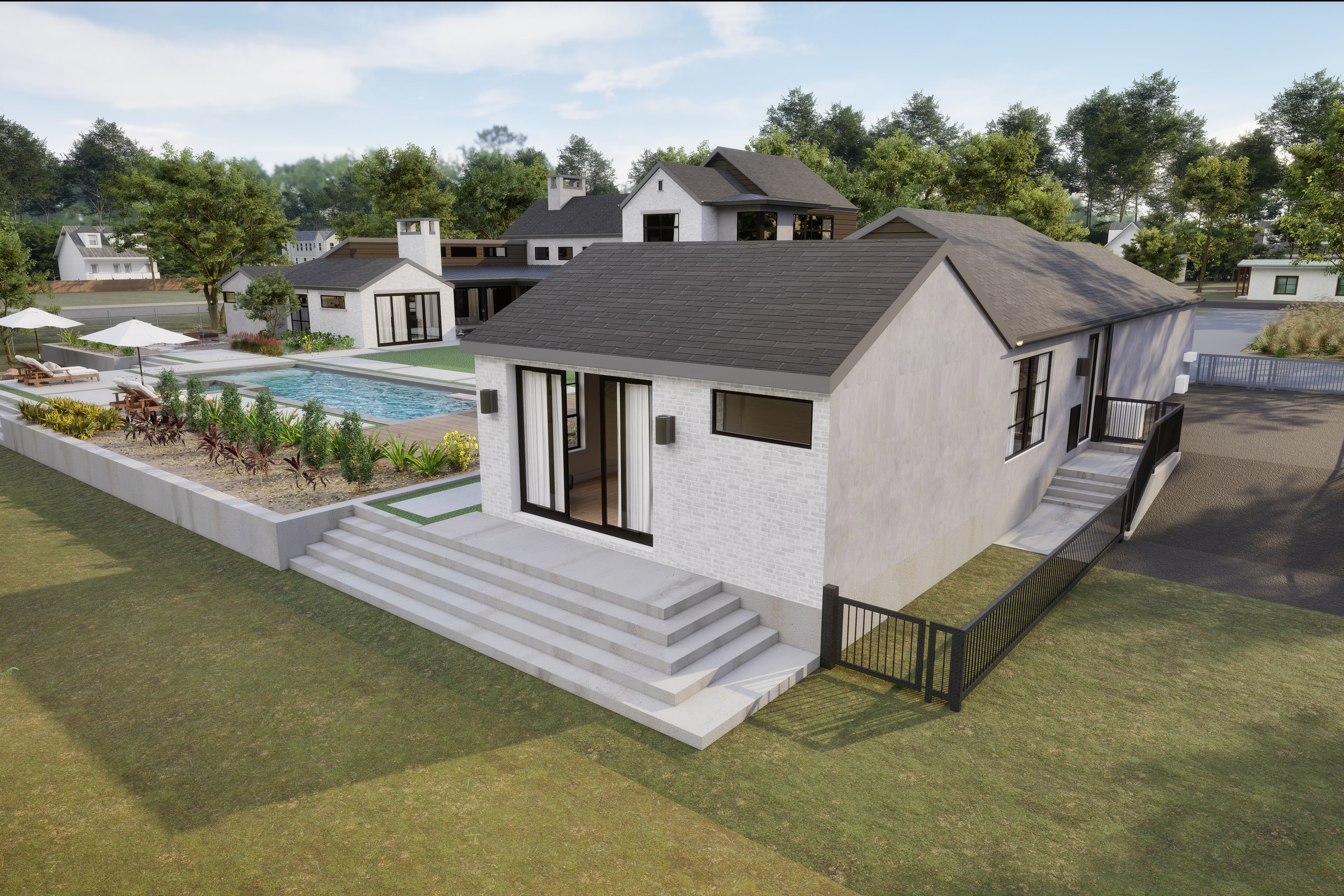 White Stucco Cottage Pool