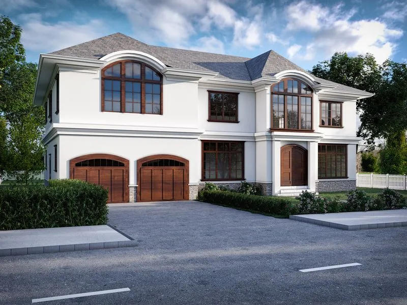 White Stucco Mediterranean Estate — residential 3D rendering