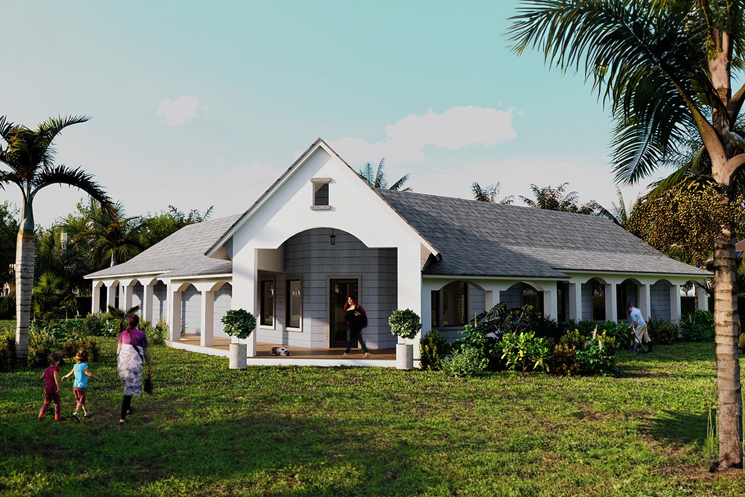 White Tropical Colonial Ranch