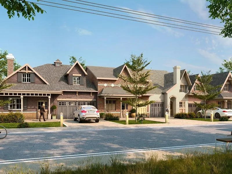 52 Craftsman Townhouses — multi-family 3D rendering