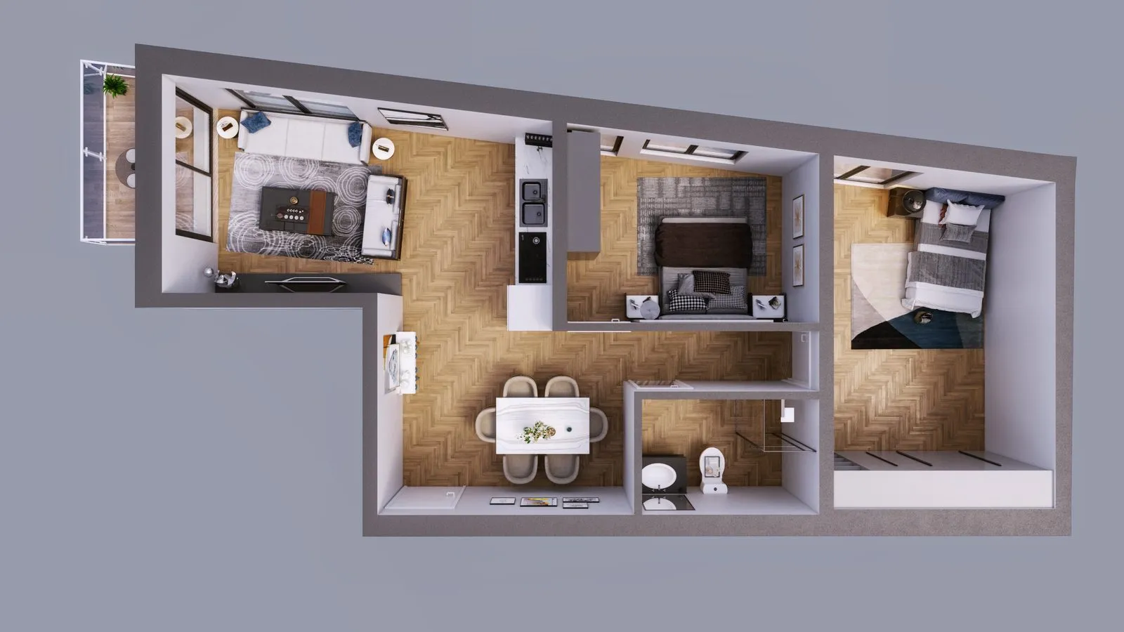 Five-Level Residence — Rendered Floor Plan Set — multi-family architectural visualization, view 1