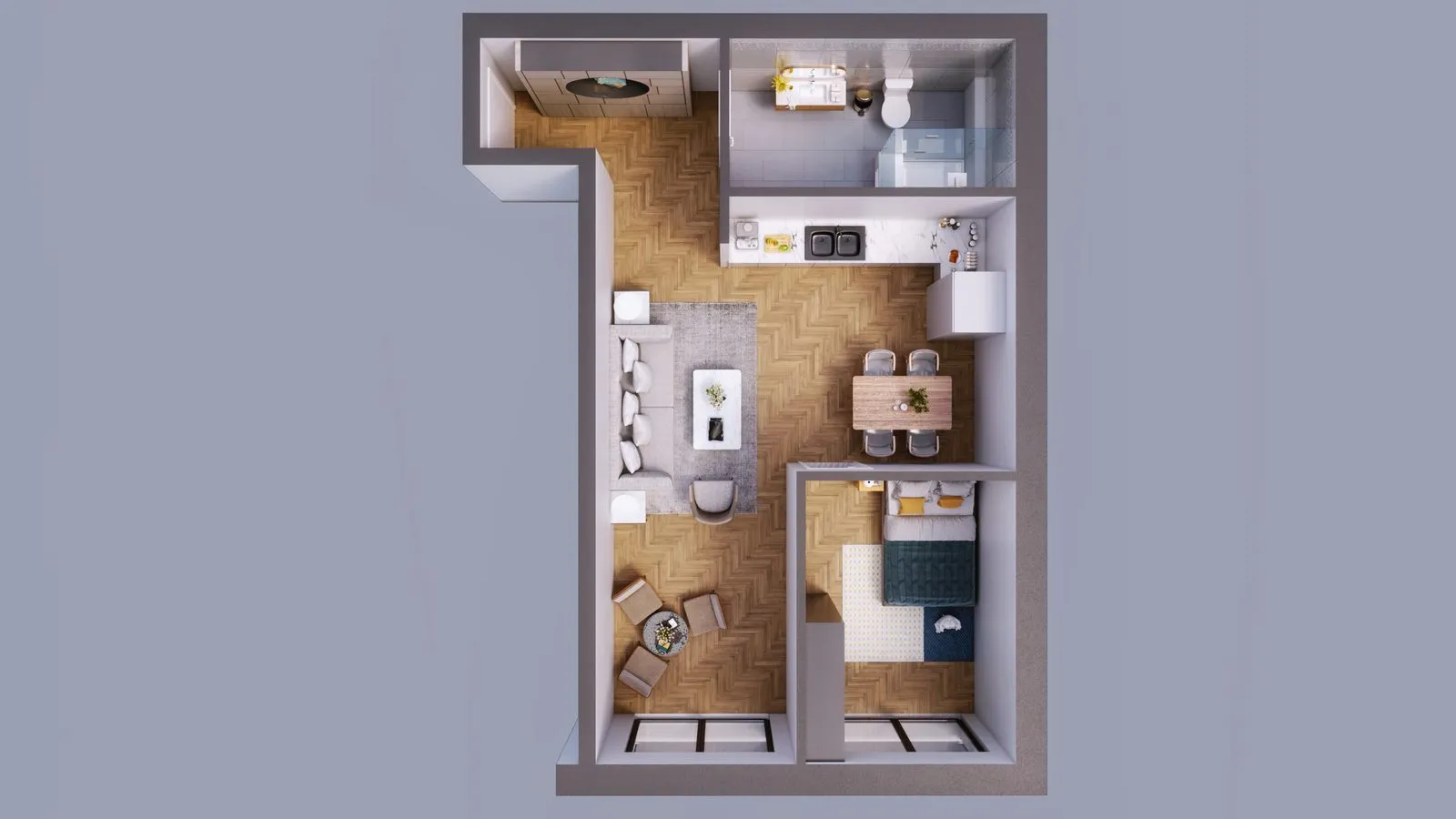 Five-Level Residence — Rendered Floor Plan Set — multi-family architectural visualization, view 2