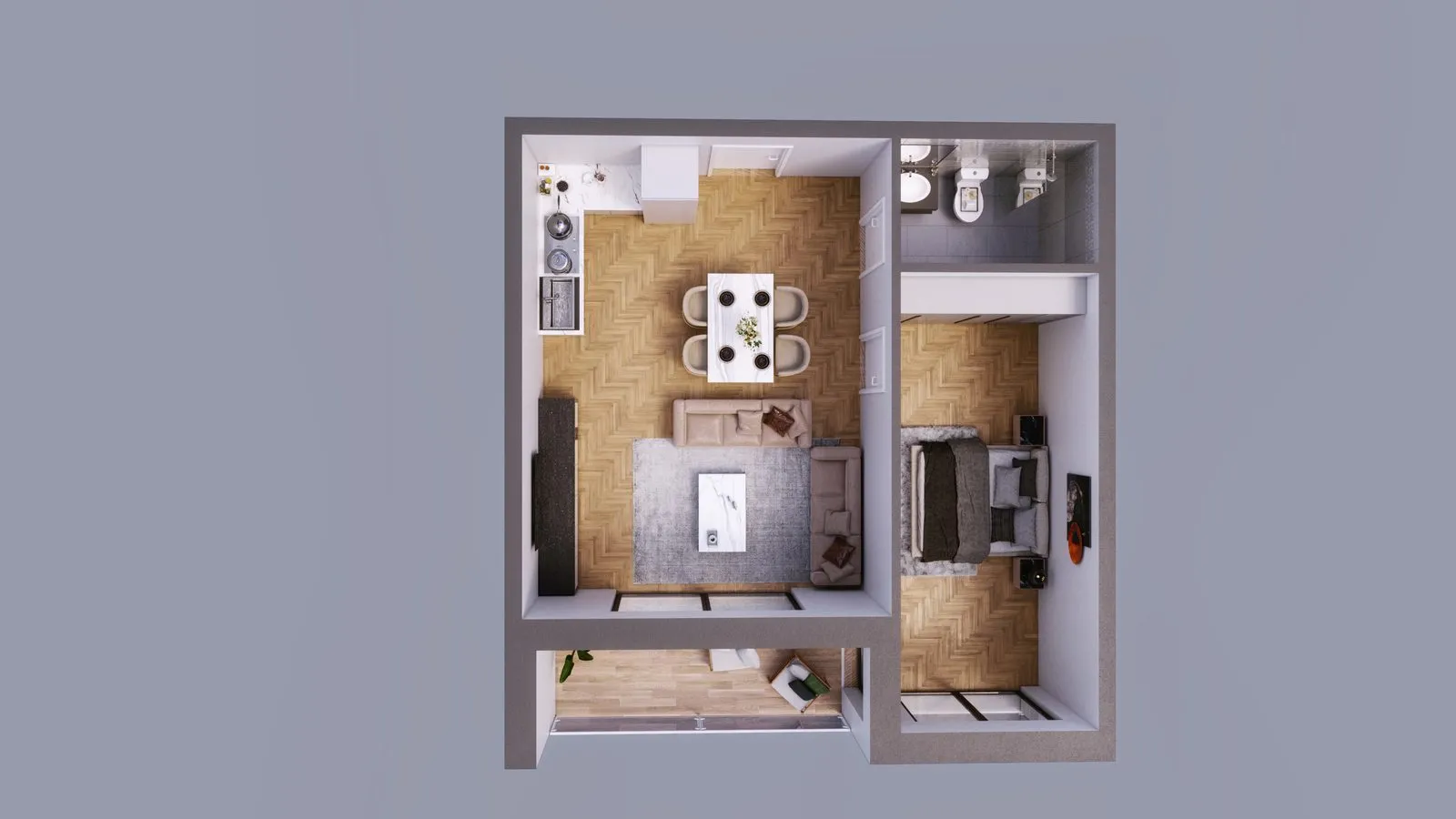 Five-Level Residence — Rendered Floor Plan Set — multi-family architectural visualization, view 3