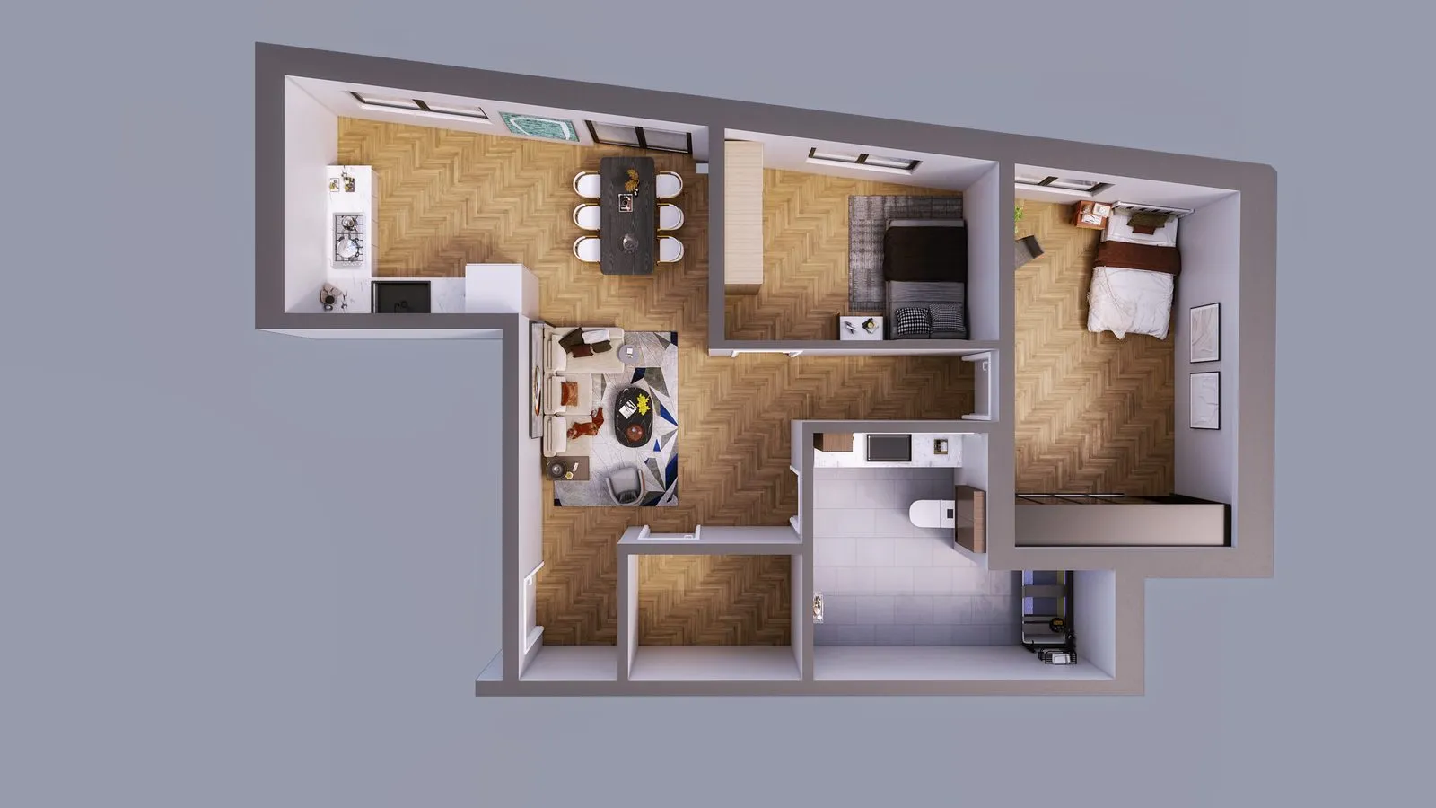 Five-Level Residence — Rendered Floor Plan Set — multi-family architectural visualization, view 6