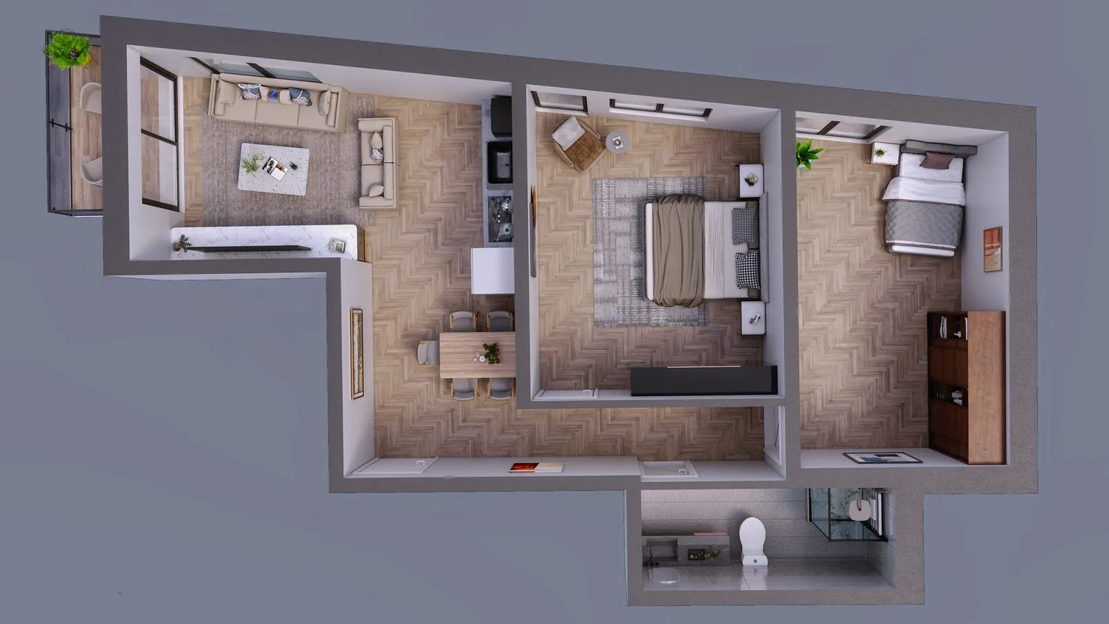 Five-Level Residence — Rendered Floor Plan Set — multi-family architectural visualization, view 7