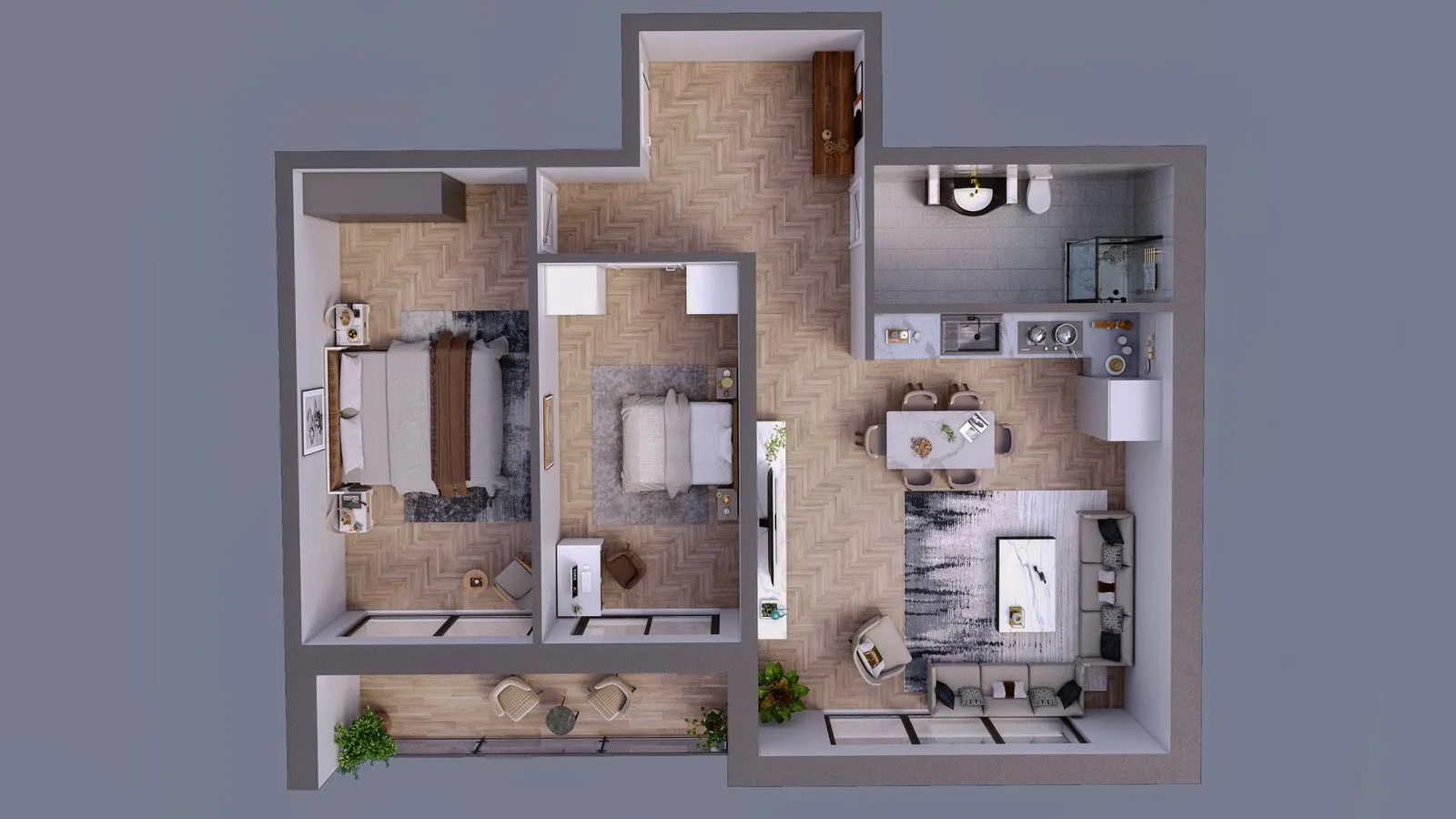 Five-Level Residence — Rendered Floor Plan Set — multi-family architectural visualization, view 8