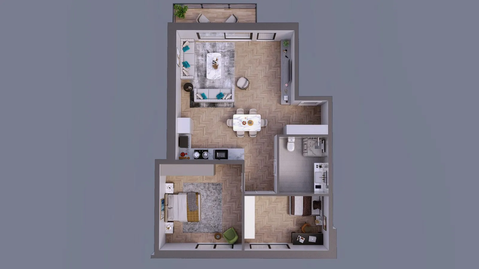 Five-Level Residence — Rendered Floor Plan Set — multi-family architectural visualization, view 9