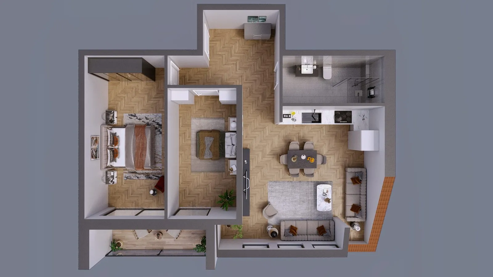 Five-Level Residence — Rendered Floor Plan Set — multi-family architectural visualization, view 11