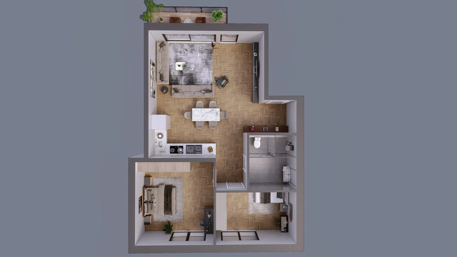 Five-Level Residence — Rendered Floor Plan Set — multi-family architectural visualization, view 12