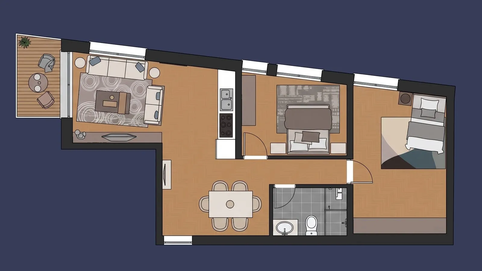 Five-Level Residence — Rendered Floor Plan Set — multi-family architectural visualization, view 13