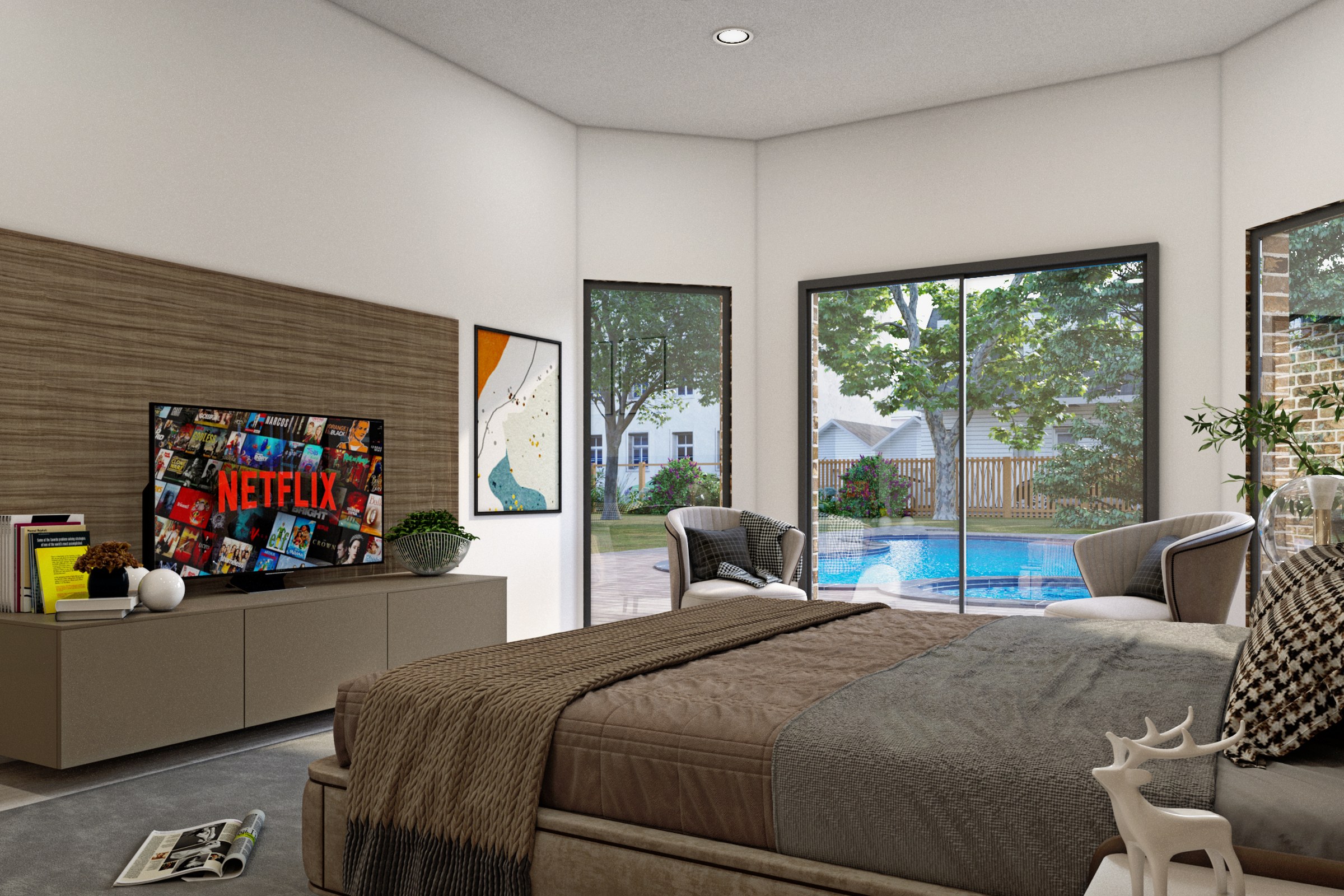 96 Master Bedroom Pool View