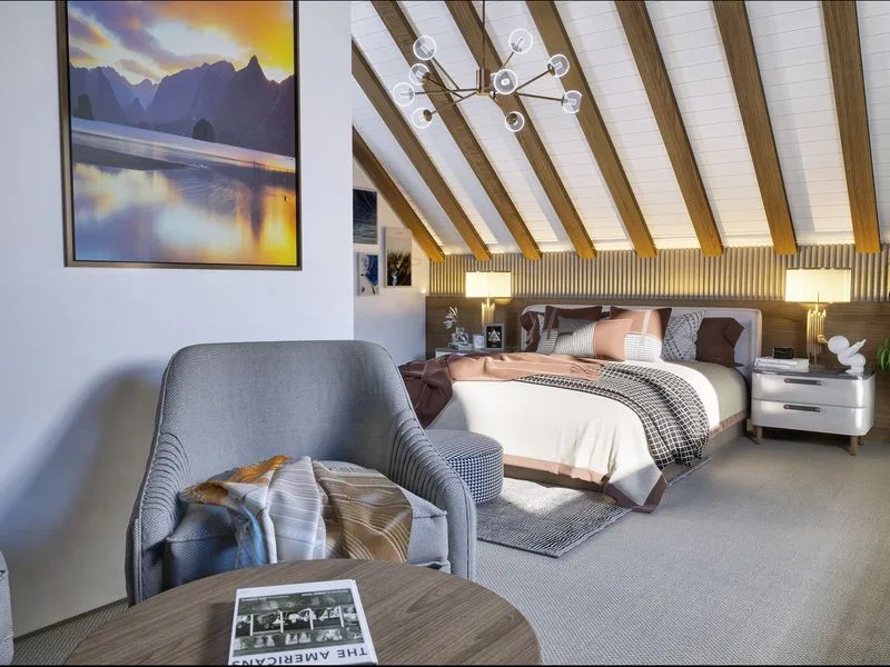 Contemporary Attic Master Bedroom