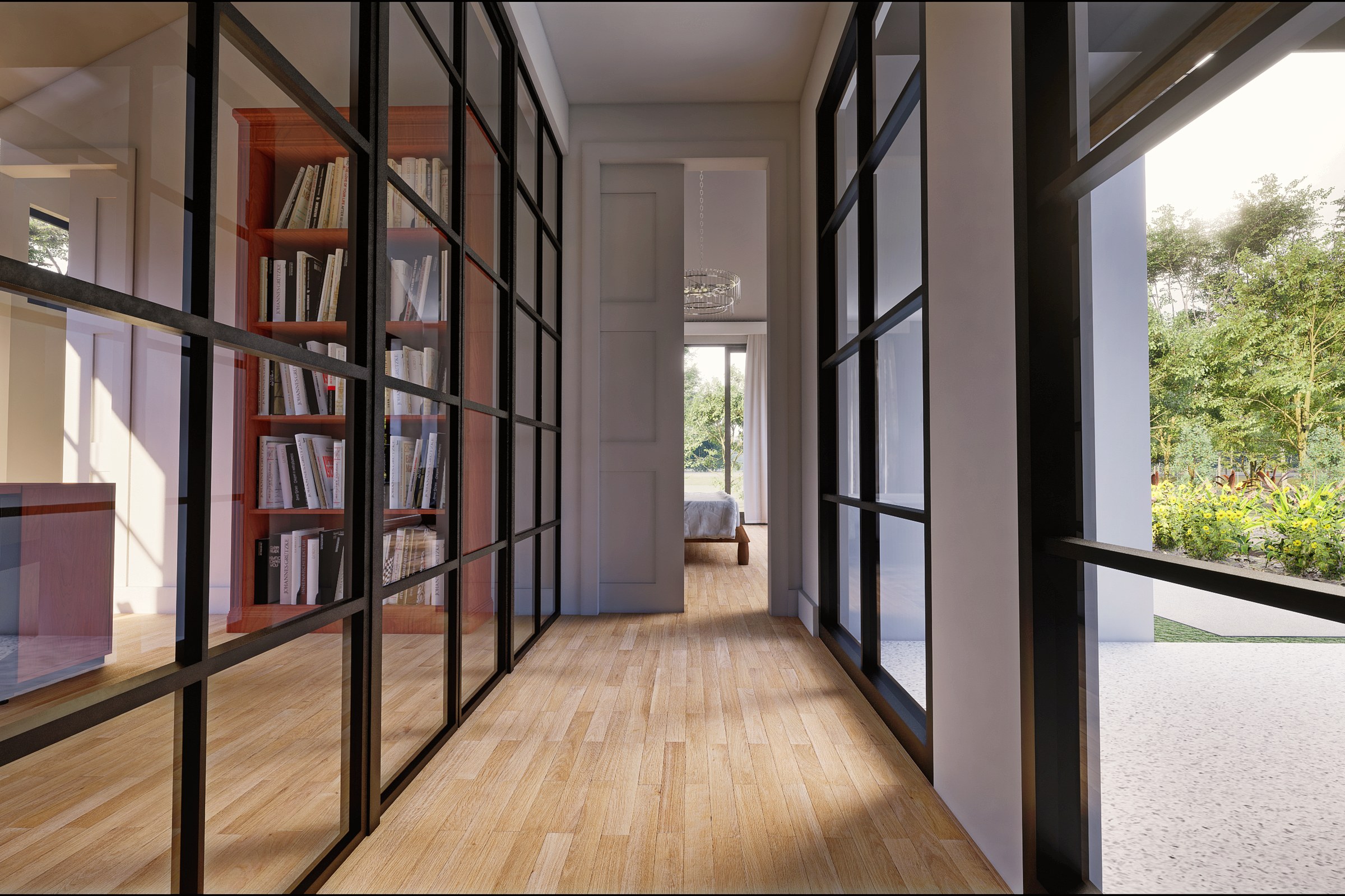 Contemporary Glass Hallway Garden