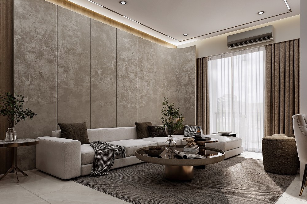 Contemporary Living Concrete Accent Wall