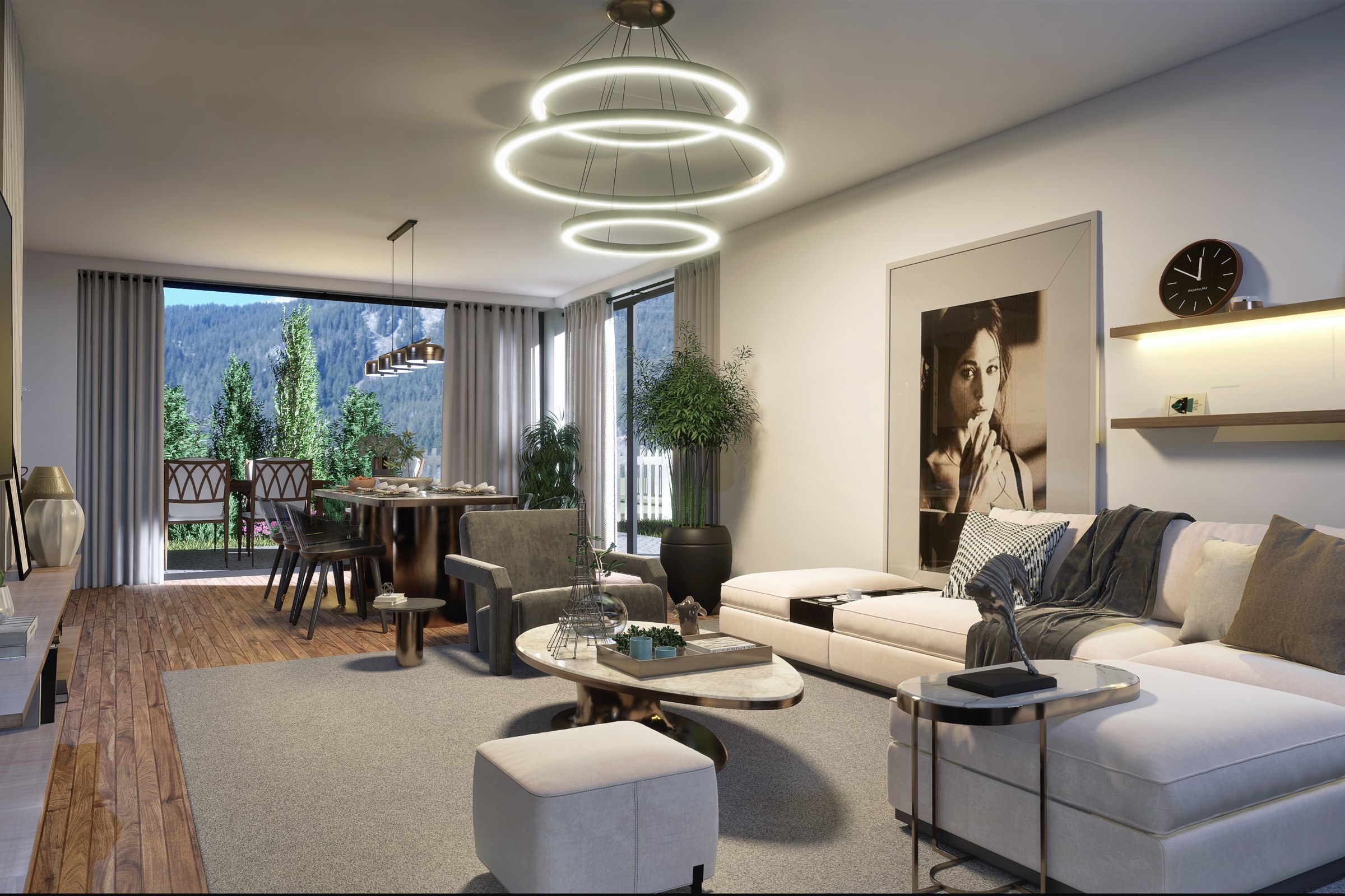 Contemporary Living Room Mountain View