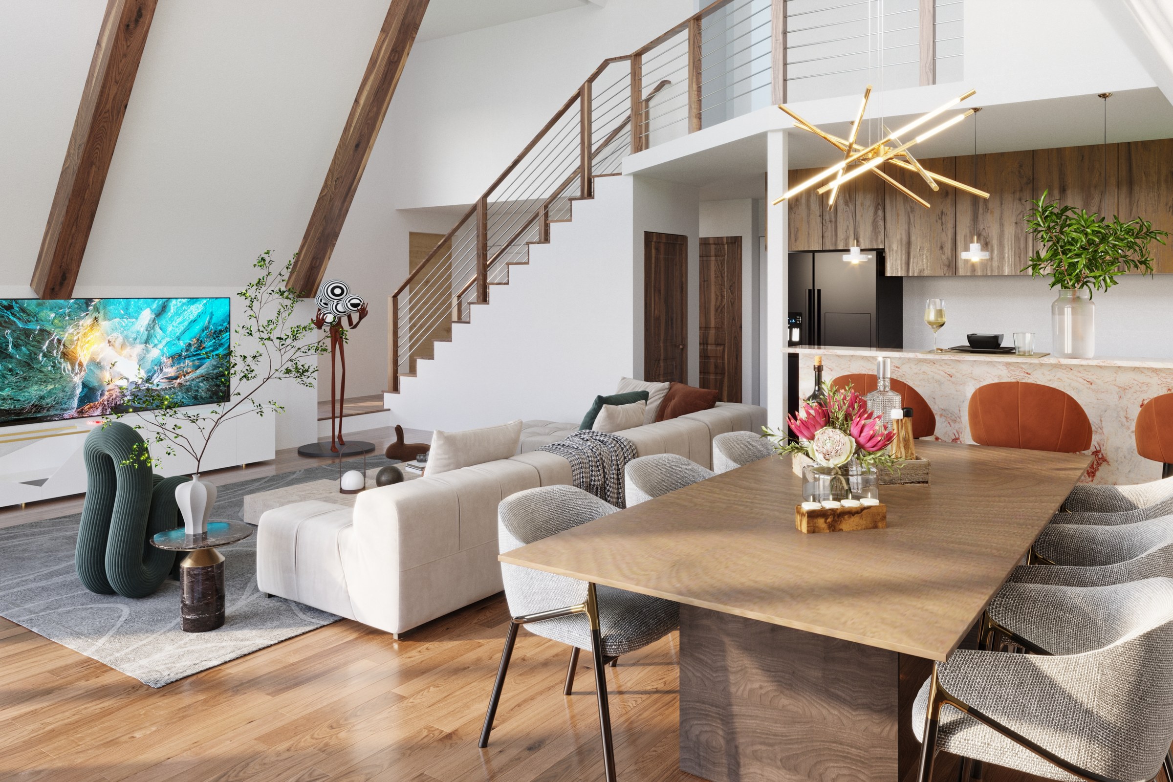 Contemporary Loft Open Plan Staircase