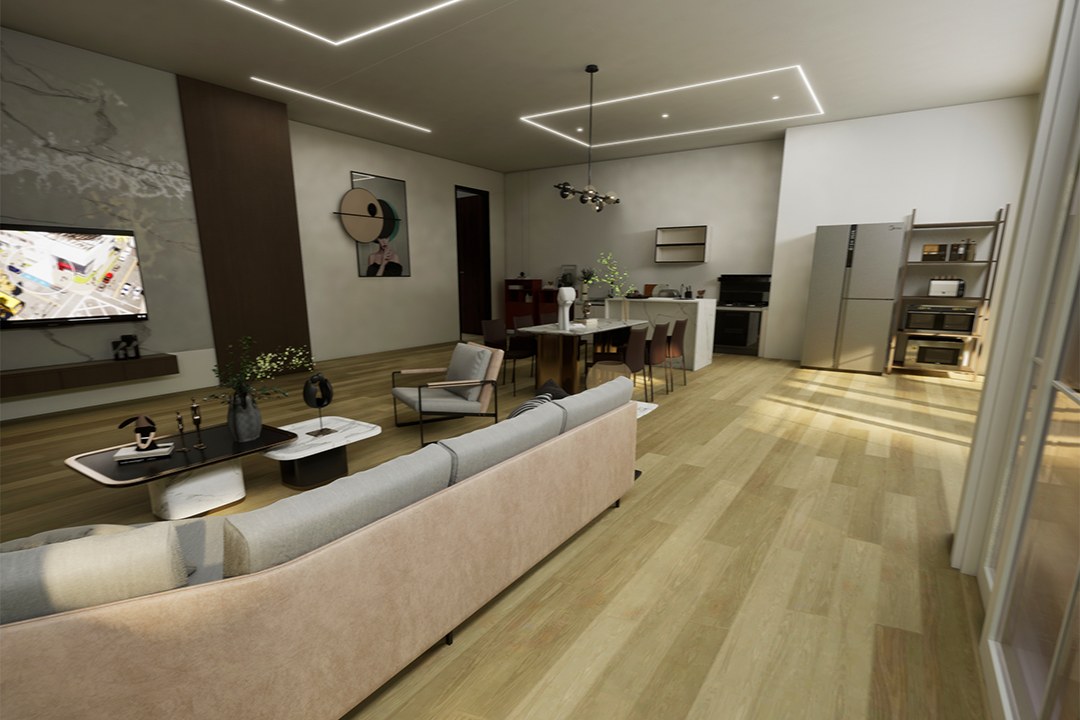 Contemporary Open Plan Diamond Ceiling Light