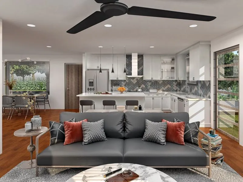 Darsh Living Kitchen Open Plan — residential 3D rendering