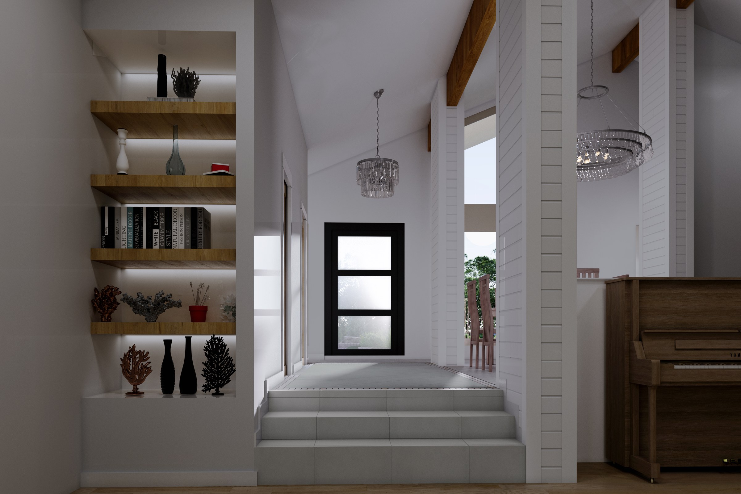 Farmhouse Entry Vaulted Ceiling