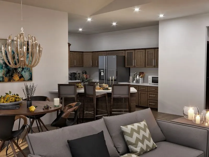 Krametbauer Kitchen Living Open Plan — residential 3D rendering