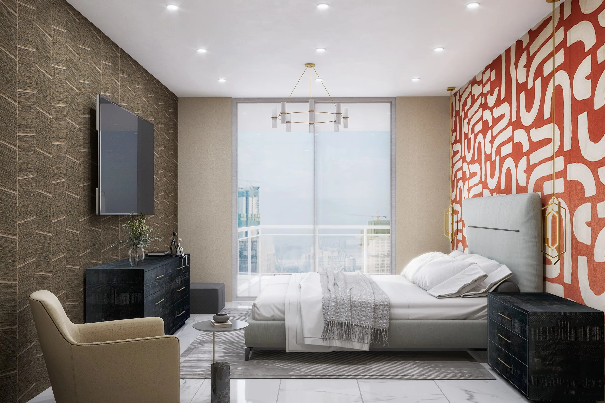 Luxury Master Bedroom Gold Pendant — image 1