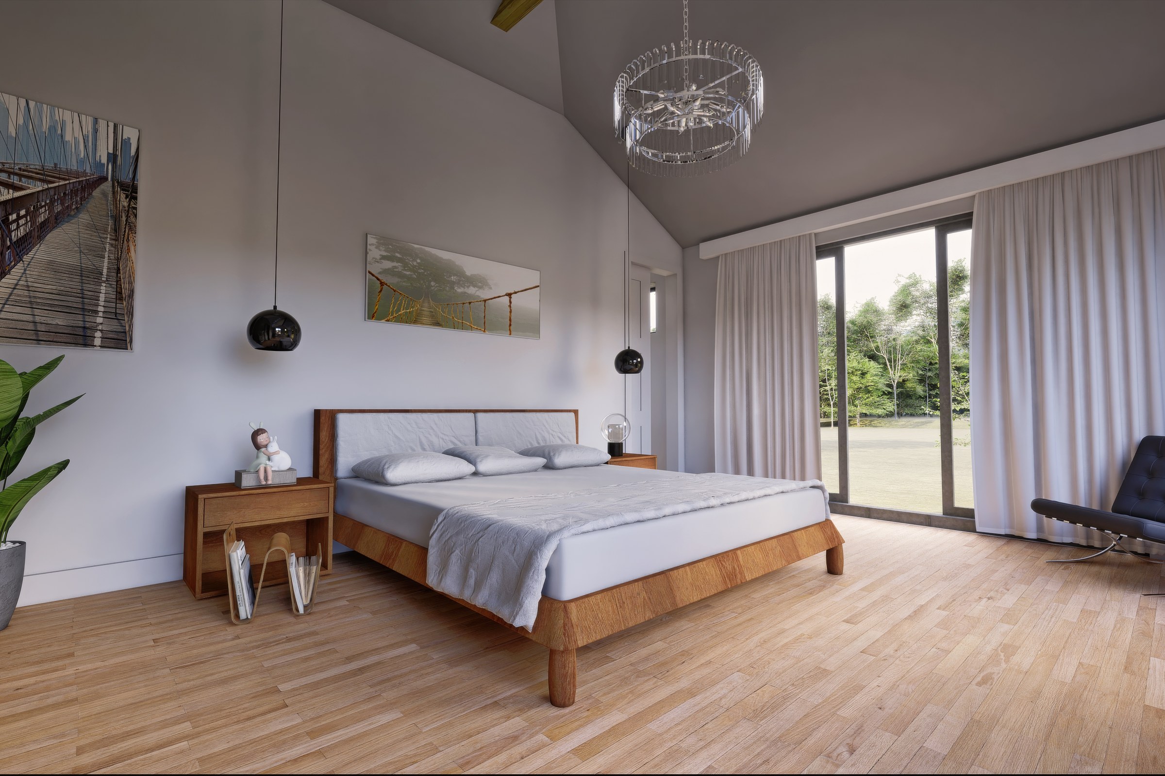 Mid Century Bedroom Vaulted Ceiling