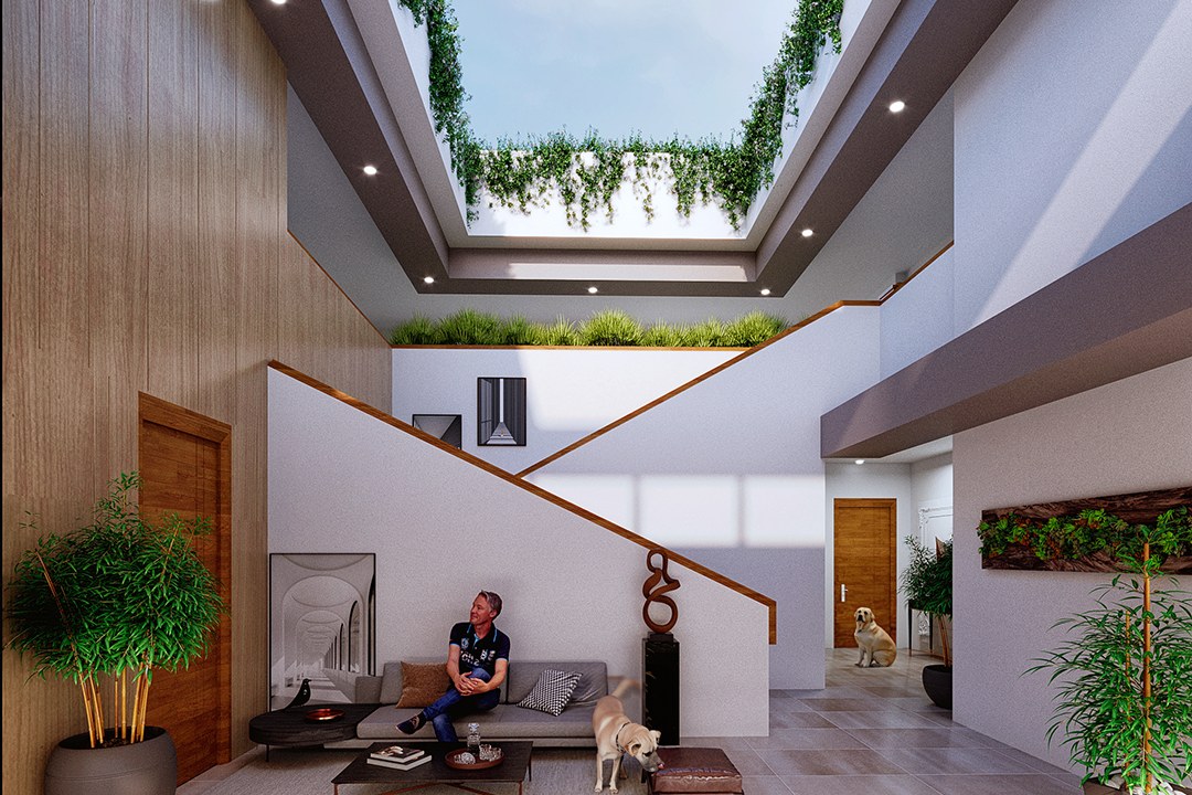 Modern Double Height Courtyard Skylight