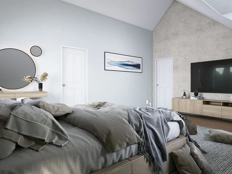 Scandinavian Attic Bedroom Alternate — residential 3D rendering