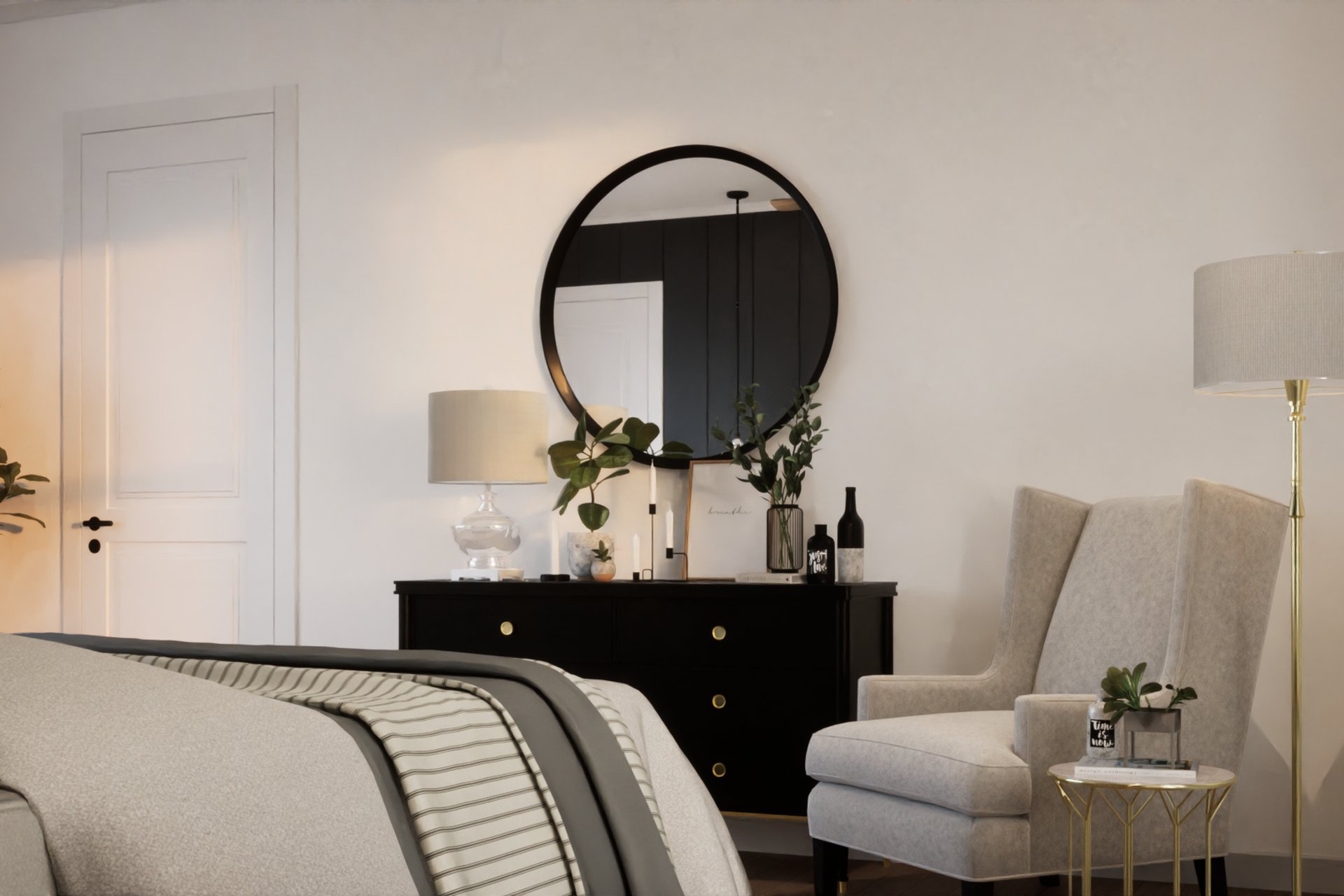 Transitional Master Bedroom Dark Panel — image 3