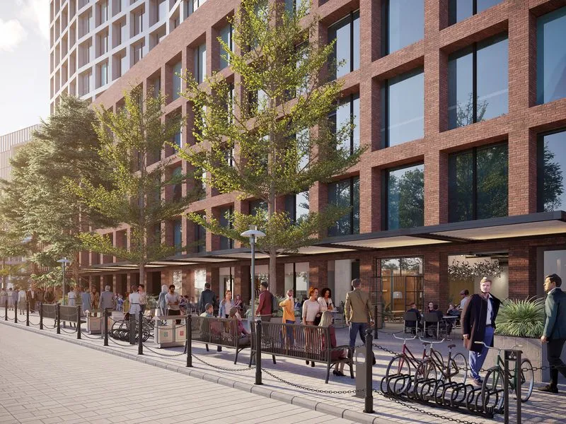 Brick Mixed Use Street View — retail 3D rendering