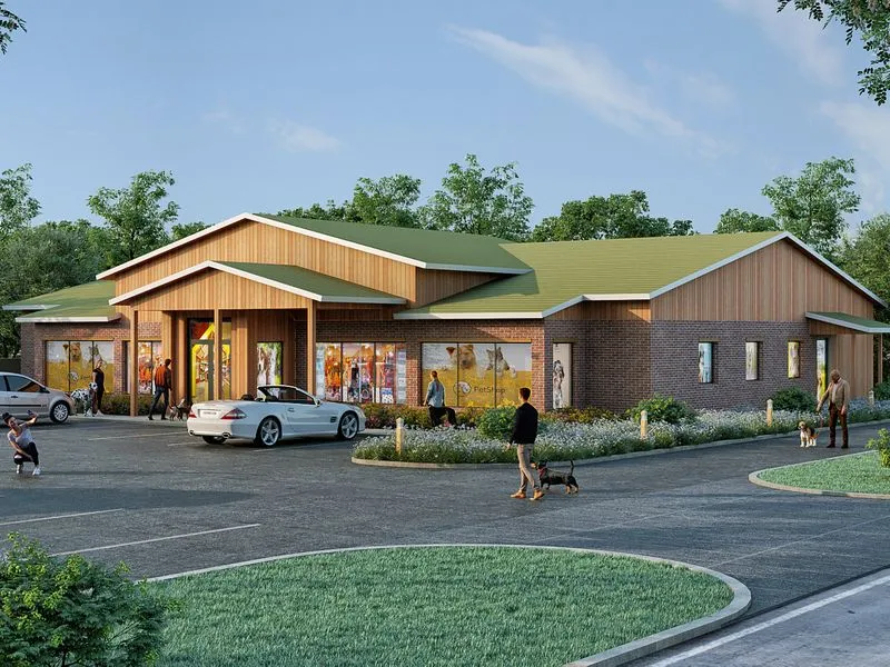 Brick Wood Pet Retail — retail 3D rendering