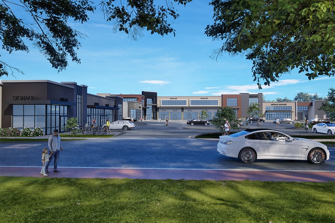 Contemporary retail plaza exterior