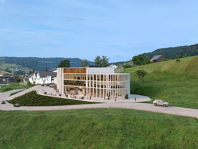 Swiss Hillside Commercial Center — retail 3D rendering