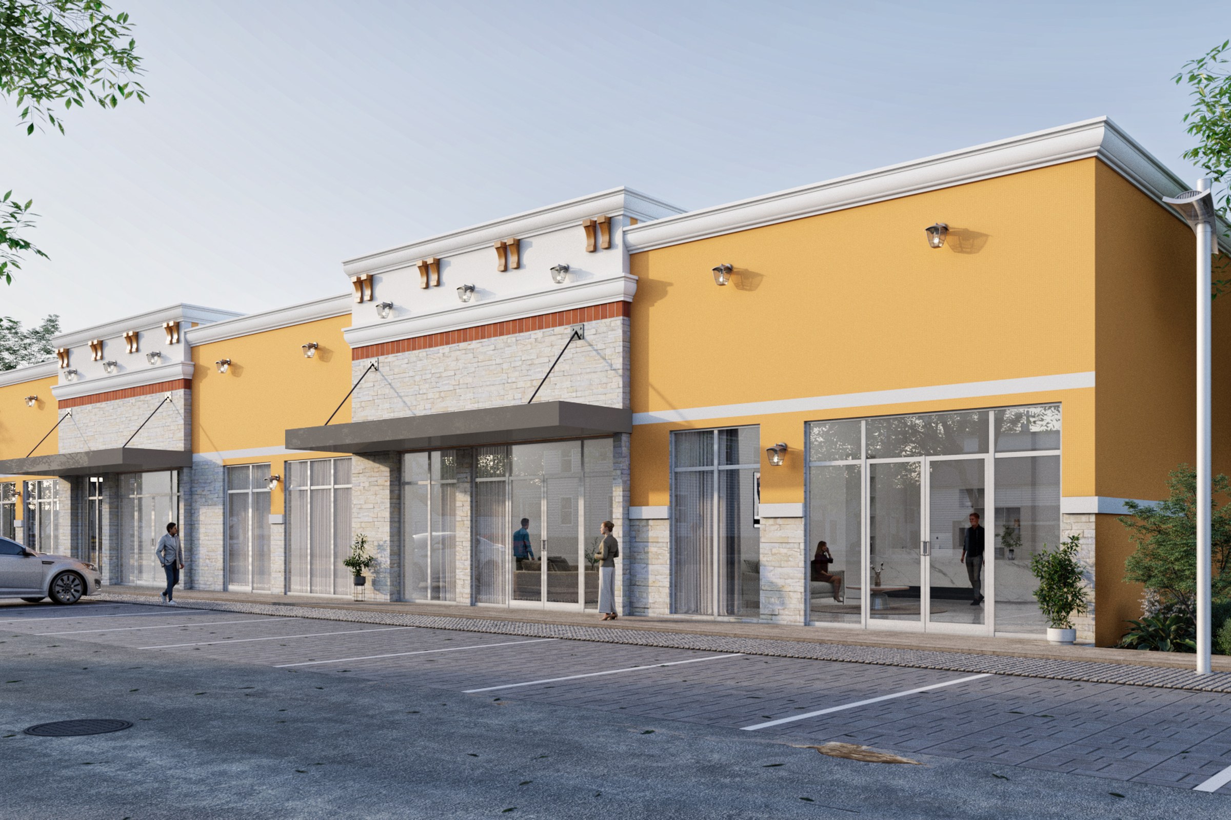 Yellow Stucco Strip Mall