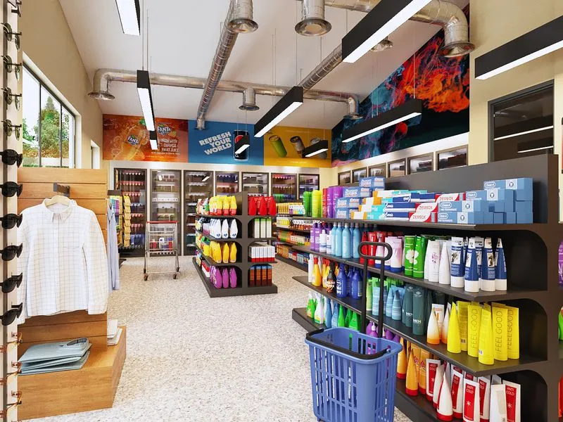 Modern Convenience Store — retail 3D rendering