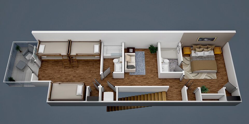 Small House Second Floor 3D Floor Plan