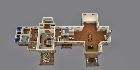 Multi-Room House Second Floor 3D Floor Plan