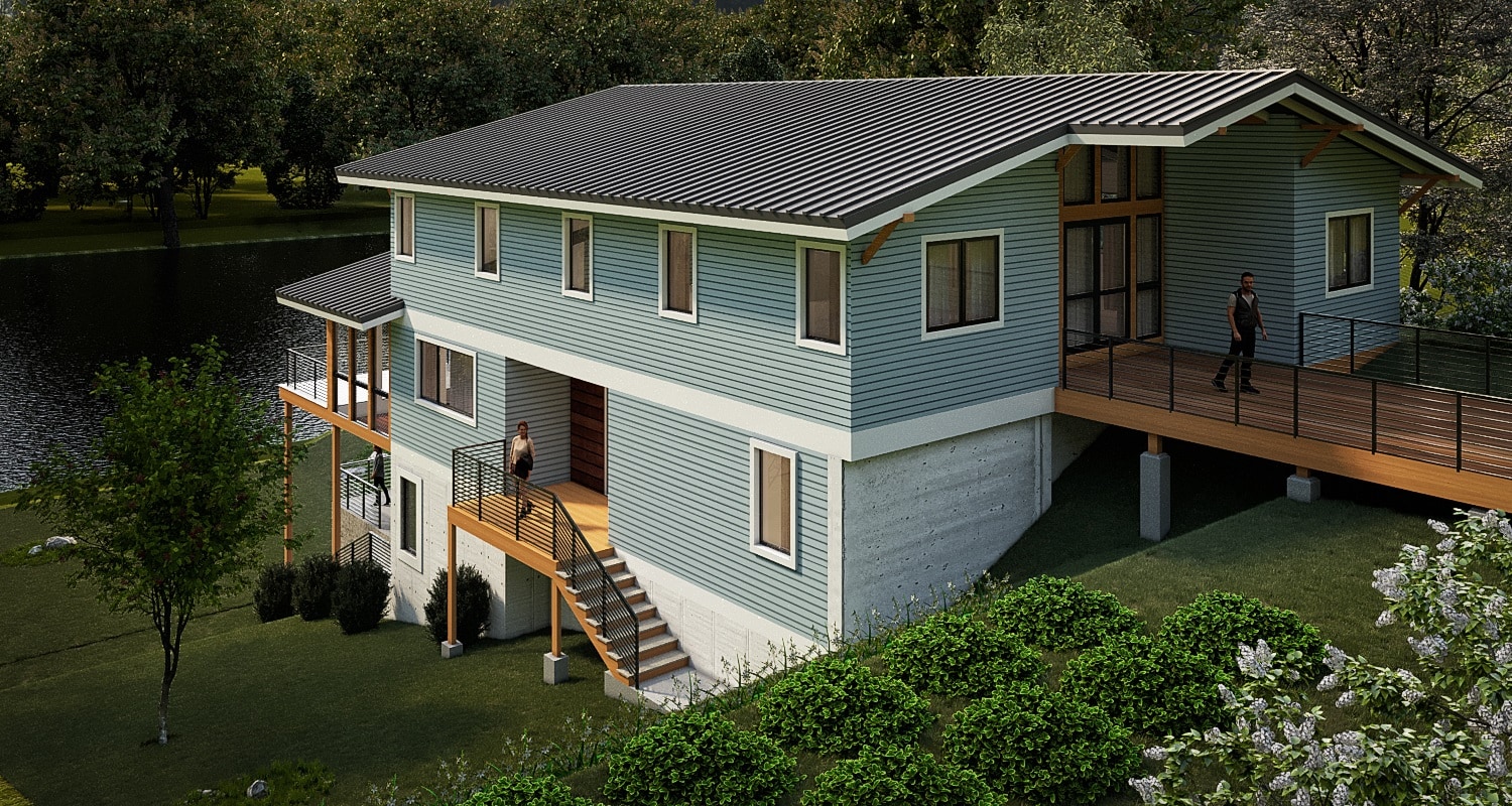 Forest House Side View Exterior Rendering