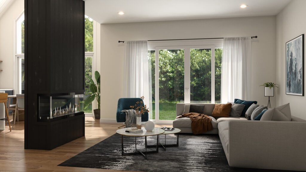 Modern living room interior 3D rendering