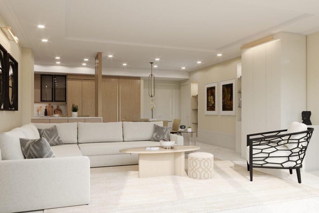 Living room interior 3D rendering