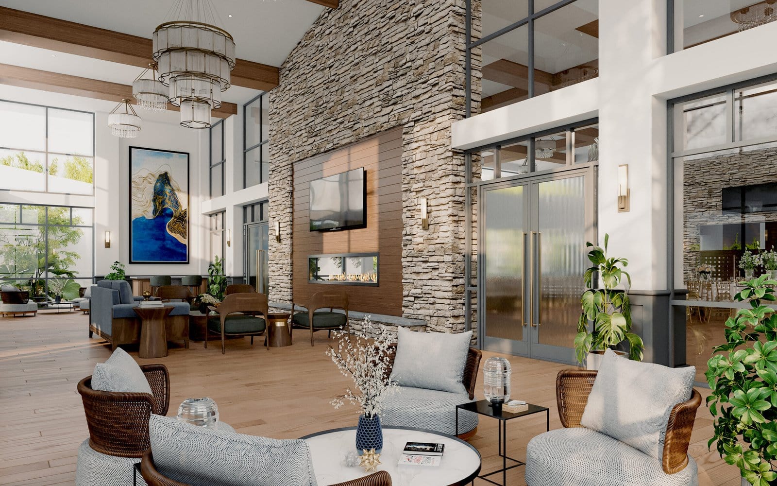 Lobby View - Day Interior Rendering